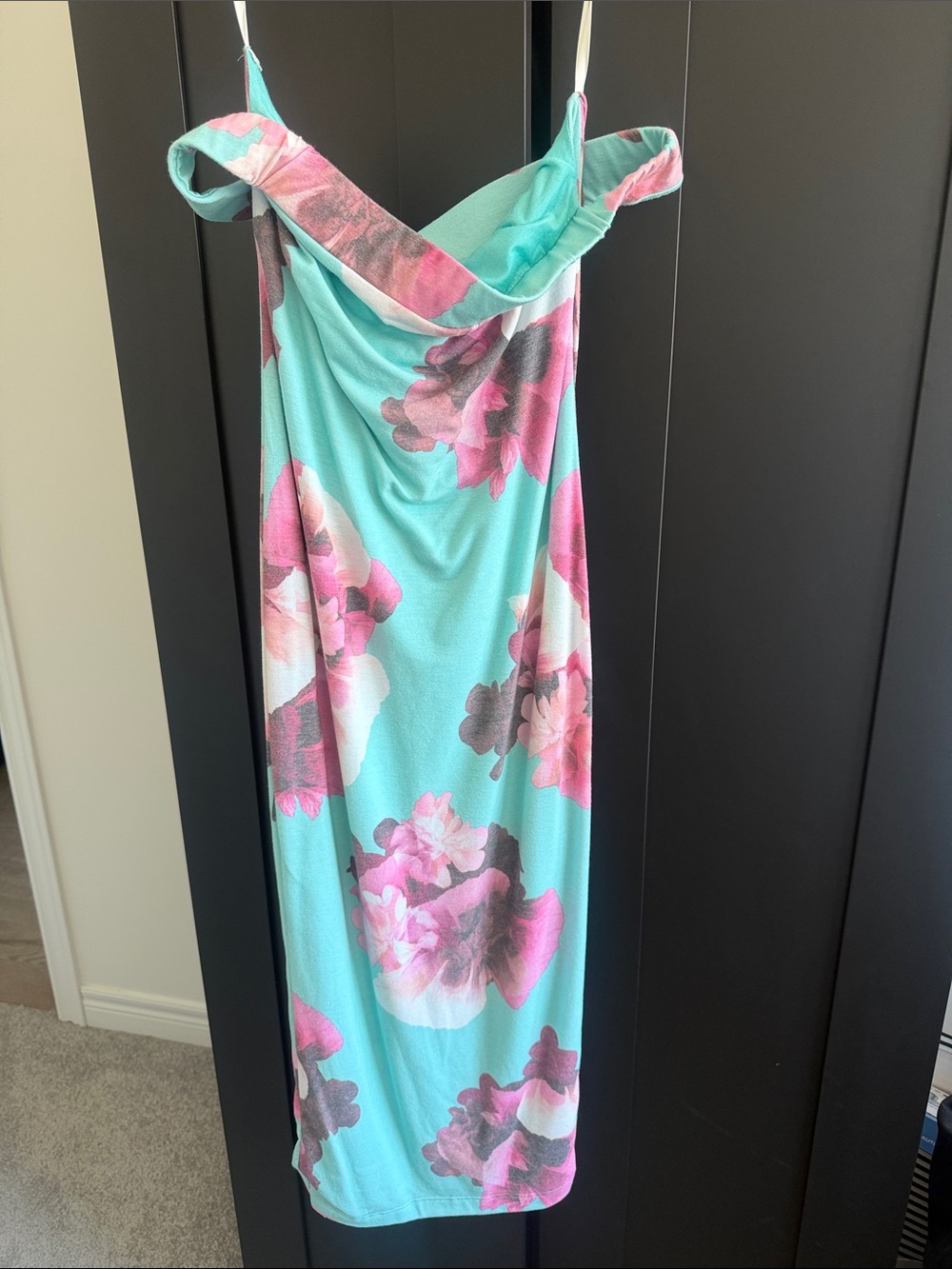 JLUXLABEL Aqua and Pink Floral Dress Tag